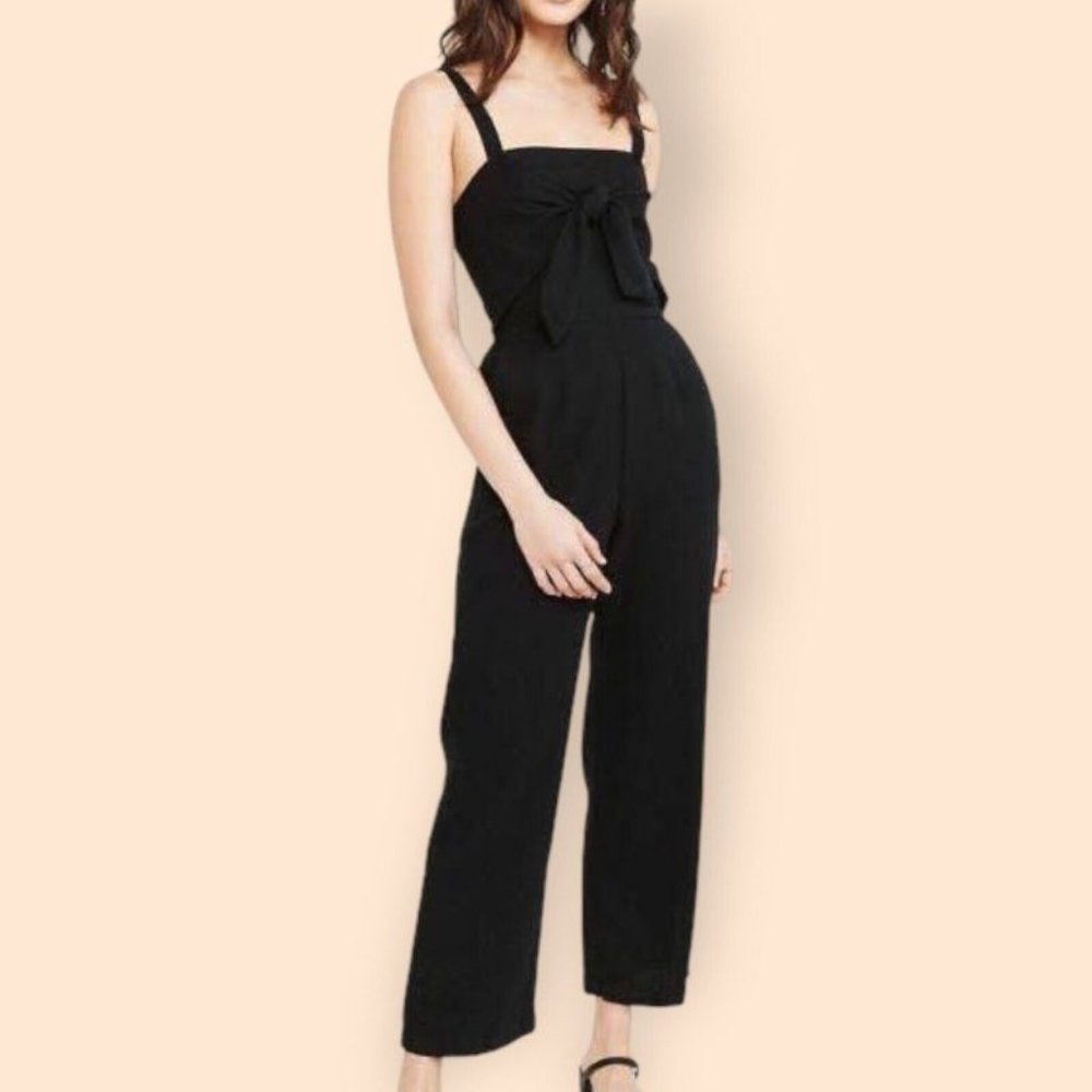 Abercrombie & Fitch Jumpsuit Womens XS Black Cotton Lyocell Tie Front One Piece